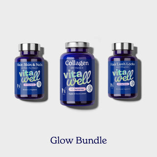 image of three vitamin bottles in the glow bundle