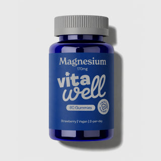 image showing product bottle for strawberry, vegan, magnesium gummies